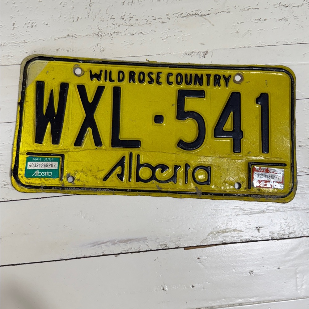 This is a vintage Alberta license plate from the "Wild Rose Country" 1975 1984.